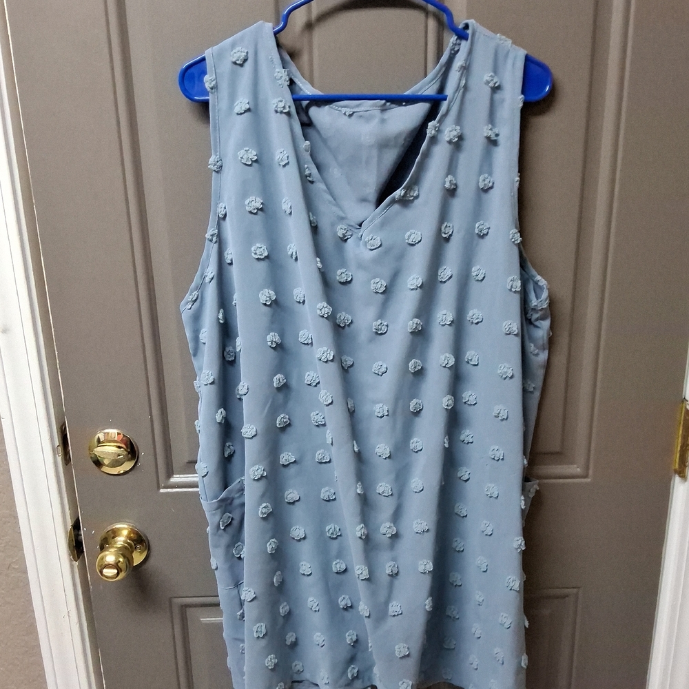 Blue Sleeveless Textured Dress